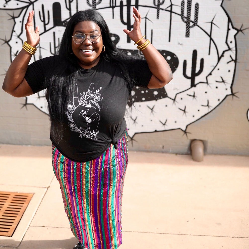 Multi Colored Sequin Pencil Skirt